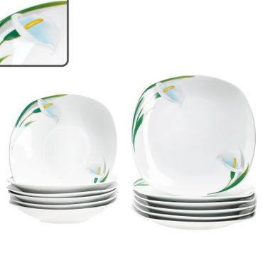 12tlg Tafelservice WHITE CALLA Porzellan für 6 Personen_Bild_1