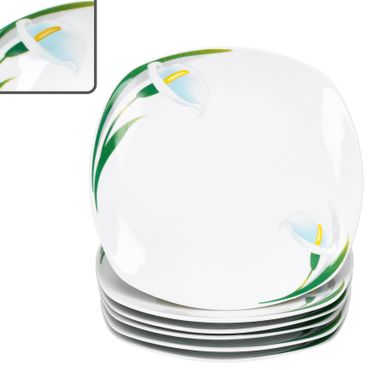 6er Set WHITE CALLA Speiseteller Porzellan für 6 Personen_Bild_1