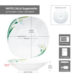 06-163466-MamboCat-White-Calla-Suppenteller-Bemassung-METRO.jpg 6er Set WHITE CALLA Suppenteller Porzellan für 6 Personen_Bild_6