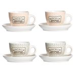 4er Set Retro Kitchen Espressotassen + Untertassen 80ml 2x Blau & 2x Rose - 66449 & 65770_Bild_1