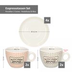 4er Set Retro Kitchen Espressotassen + Untertassen 80ml 2x Blau & 2x Rose - 66449 & 65770_Bild_6