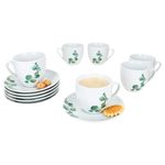 6er Set Eukalyptus Kaffeetasse mit Untertasse Porzellan für 6 Personen_Bild_1