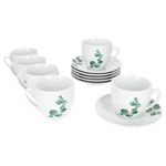 6er Set Eukalyptus Kaffeetasse mit Untertasse Porzellan für 6 Personen_Bild_2