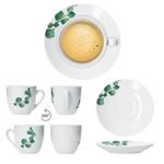 6er Set Eukalyptus Kaffeetasse mit Untertasse Porzellan für 6 Personen_Bild_4