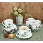 6er Set Eukalyptus Kaffeetasse mit Untertasse Porzellan für 6 Personen_Bild_6