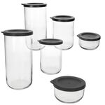 6tlg Set BOHO Vorratsdosen Anthrazit aus Glas & Kunststoff_Bild_3