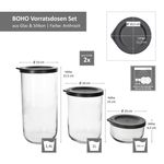 6tlg Set BOHO Vorratsdosen Anthrazit aus Glas & Kunststoff_Bild_6