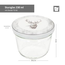05-00051747-Sturz-TO82-Alois-Hirsch-Deckel-230er-Glas-Bemassung.jpg 40er Set Sturzglas 230 ml To 82 Alois Hirsch Deckel incl. Rezeptheft_Bild_4