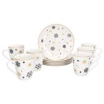 12tlg Frühstücksset Stars schwarz-gold Steingut für 6 Personen - 23108240 & 23108264_Bild_2