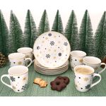 12tlg Frühstücksset Stars schwarz-gold Steingut für 6 Personen - 23108240 & 23108264_Bild_3