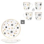 12tlg Frühstücksset Stars schwarz-gold Steingut für 6 Personen - 23108240 & 23108264_Bild_4