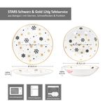 12tlg Tafelservice Stars schwarz-gold Steingut für 6 Personen - 23108231 & 23108248_Bild_6