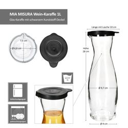 06-13173018S-Mia-Misura-Karaffe-1L-schwarzer-Kunststoffdeckel-Bemassung.jpg 2er Set MIA Misura Karaffe 1l geeicht aus Glas mit schwarzem Kunststoff-Deckel - 13173018S _Bild_7
