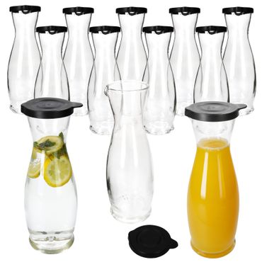 12er Set MIA Misura Karaffe 1l geeicht aus Glas mit schwarzem Kunststoff-Deckel - 13173018S _Bild_1