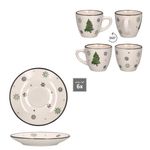6er Set Weihnachtsbaum Kaffeetasse mit Untertasse Porzellan für 6 Personen_Bild_4