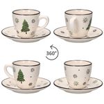6er Set Weihnachtsbaum Kaffeetasse mit Untertasse Porzellan für 6 Personen_Bild_6