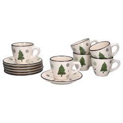 01-23105178-HIT-Weihnachtsbaum-Kaffeetasse-mit-Untertasse-fuer-6Personen-01.jpg 6er Set Weihnachtsbaum Kaffeetasse mit Untertasse Porzellan für 6 Personen_Bild_1