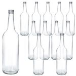 12er Set Geradhalsflasche 1000 ml + Schraubverschluss PP28 Silber_Bild_1
