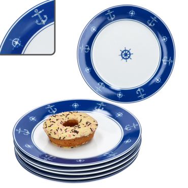 6er Set AHOI Kuchenteller für 6 Personen aus Porzellan_Bild_1