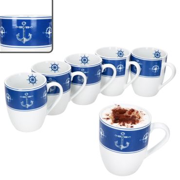6er Set AHOI Kaffeebecher für 6 Personen aus Porzellan_Bild_1