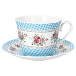 2er Set KLASSIK Blüten Blau Jumbotasse mit Untertasse für 2 Personen aus Porzellan – 2x 4001 & 2x 4004_Bild_3