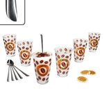 12tlg Latte Macchiato Set - 6x CREMONA Gläser orange + 6x TWIST Latte Macchiato Löffel - 0806137 & 747-480_Bild_1