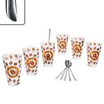 12tlg Latte Macchiato Set - 6x CREMONA Gläser orange + 6x TWIST Latte Macchiato Löffel - 0806137 & 747-480_Bild_2