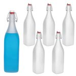 6er Set Glasflaschen Serie Swing Frosted mit Bügelverschluss 1L_Bild_1