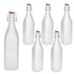 6er Set Glasflaschen Serie Swing Frosted mit Bügelverschluss 1L_Bild_2