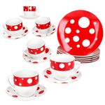 18tlg Kaffeeservice PULA ROT Porzellan für 6 Personen_Bild_1