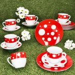 18tlg Kaffeeservice PULA ROT Porzellan für 6 Personen_Bild_2