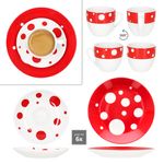 18tlg Kaffeeservice PULA ROT Porzellan für 6 Personen_Bild_3