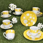 18tlg Kaffeeservice PULA GELB Porzellan für 6 Personen_Bild_2