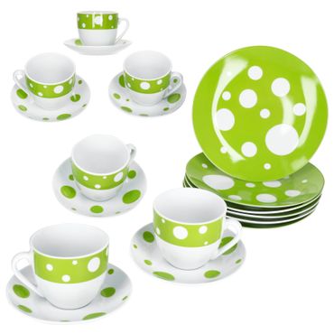 18tlg Kaffeeservice PULA GRÜN Porzellan für 6 Personen_Bild_1