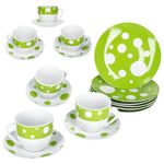 18tlg Kaffeeservice PULA GRÜN Porzellan für 6 Personen_Bild_1