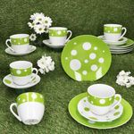18tlg Kaffeeservice PULA GRÜN Porzellan für 6 Personen_Bild_2