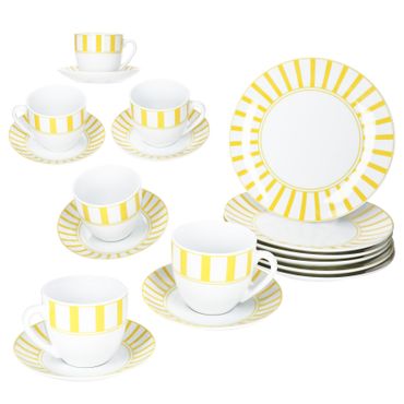 18tlg Kaffeeservice SPLIT GELB Porzellan für 6 Personen_Bild_1