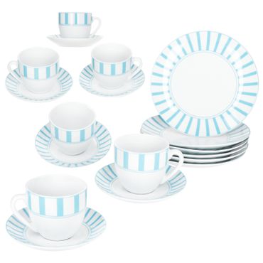 18tlg Kaffeeservice SPLIT TÜRKIS Porzellan für 6 Personen_Bild_1