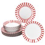 12tlg Tafelservice SPLIT ROT Porzellan für 6 Personen_Bild_1