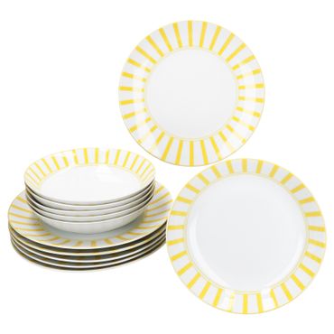 12tlg Tafelservice SPLIT GELB Porzellan für 6 Personen_Bild_1