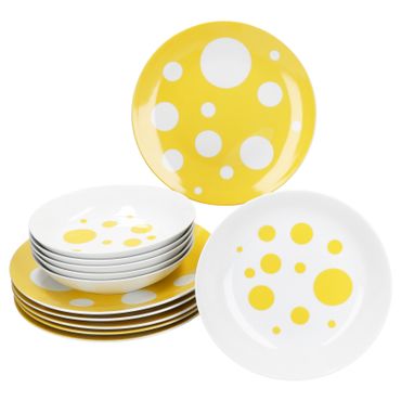 12tlg Tafelservice PULA GELB Porzellan für 6 Personen_Bild_1