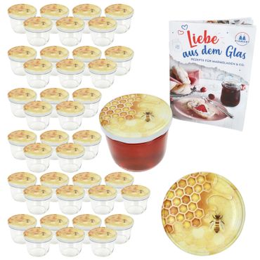 40er Set Sturzglas 230 ml To 82 Honig Deckel incl. Rezeptheft_Bild_1