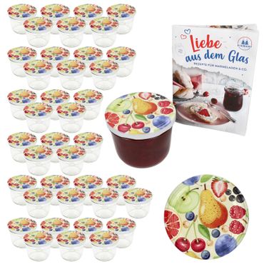 40er Set Sturzglas 230 ml To 82 Comic-Obst Deckel incl. Rezeptheft_Bild_1
