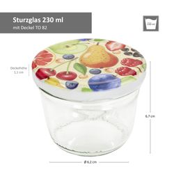 05-00082292-Sturz-Glas-230ml-mit-Comic-Obst-Deckel-Bemassung.jpg 40er Set Sturzglas 230 ml To 82 Comic-Obst Deckel incl. Rezeptheft_Bild_5