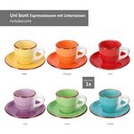 6er Set UNI Bunt Espressotassen mit Untertassen für 6 Personen aus Steingut - 24326774_Bild_7
