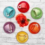 6er Set UNI Bunt Espressotassen mit Untertassen für 6 Personen aus Steingut - 24326774_Bild_3