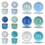 6er Set BLUE Cappuccinotassen mit Untertassen für 6 Personen aus Steingut - 24327058_Bild_4