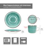 6er Set BLUE Cappuccinotassen mit Untertassen für 6 Personen aus Steingut - 24327058_Bild_6