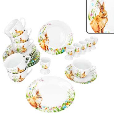 24tlg Frühstücksset OSTERFREUDE Porzellan für 6 Personen - 163449 & 163455