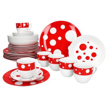 30tlg Kombiservice PULA ROT Porzellan für 6 Personen_Bild_1